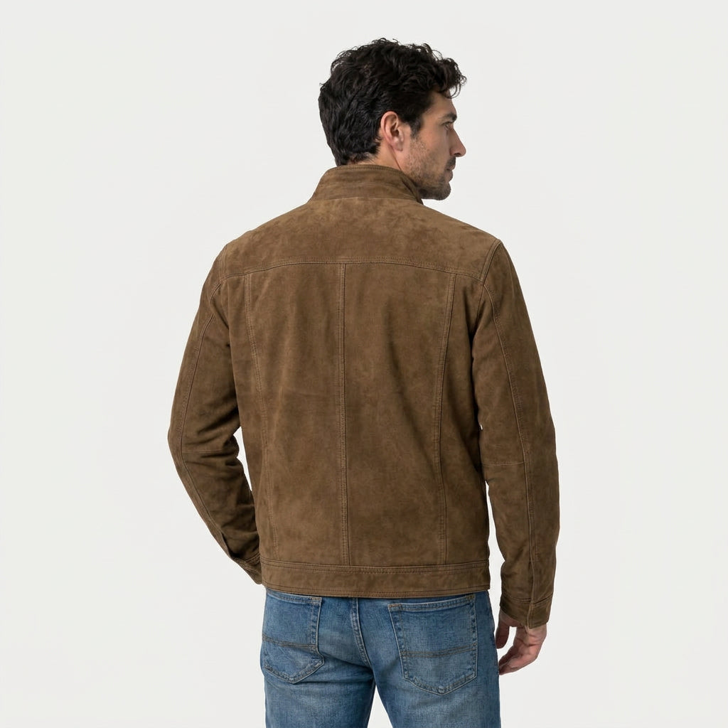 Men's Utility Cotton Jacket – Stand Collar, Full Zip – Aster Row